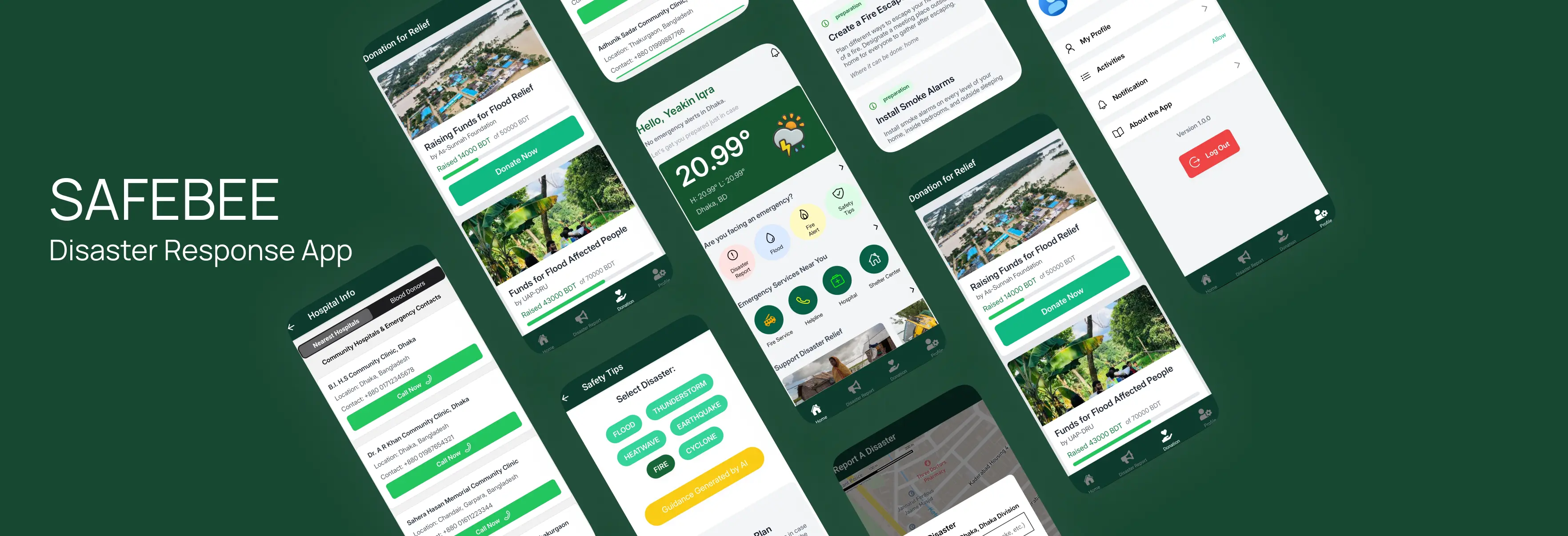 SafeBee - Disaster Response App — SafeBee is a disaster response mobile application aimed at connecting people in disaster-affected areas with volunteers and NGOs. 